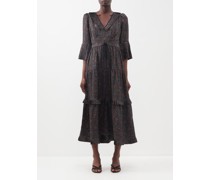 The Cordelia Printed Silk-twill Midi Dress
