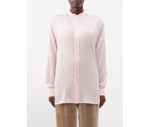 Henryl Stand-collar Striped Silk Shirt