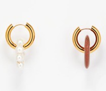Mismatched Sunstone Gold-plated Hoop Earrings