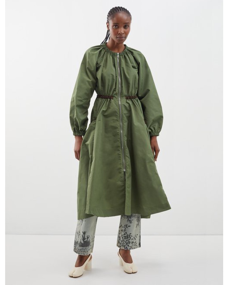 Molly Goddard Damen Kacey Gathered Zipped Twill Coat