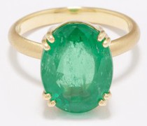 Gemmy Gem Emerald & 18kt Gold Ring