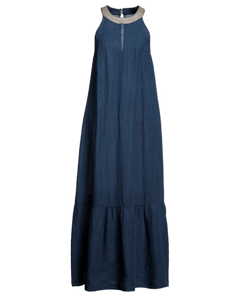 120% Lino Damen Langes Kleid