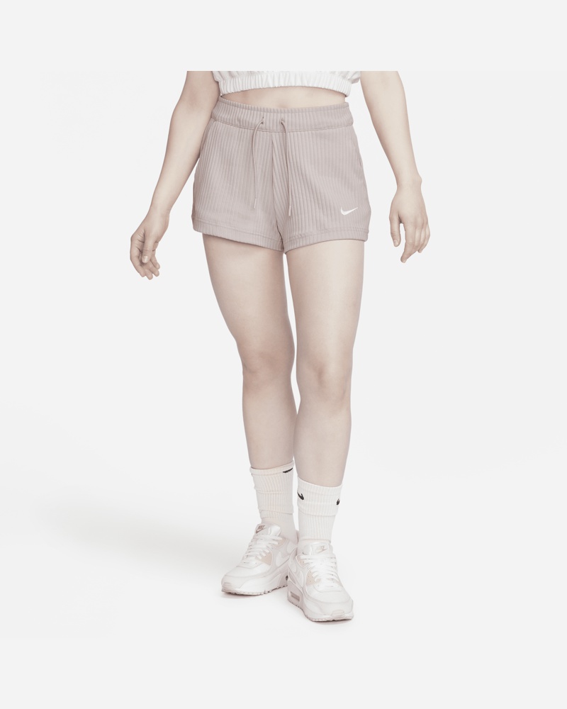 Nike Damen Nike Sportswear gerippte Jersey-Shorts mit hohem Taillenbund für Damen Braun