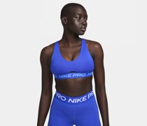 Nike Pro Indy Plunge gepolsterter Sport-BH mit mittlerem Halt für Damen - Blau