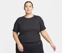 Nike Zenvy Rib Dri-FIT Crop Top mit kurzen Ärmeln für Damen (große Größen) - Schwarz