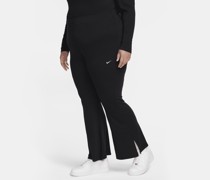 Nike Sportswear Chill Knit Eng anliegende Mini-Rib-Leggings mit ausgestelltem Bein für Damen - Schwarz