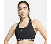 Nike Swoosh Medium Support Sport-BH mit Polster für Damen - Schwarz