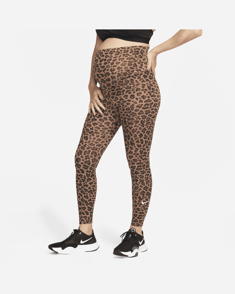 Nike Damen Nike One (M) Damen-Leggings mit hohem Taillenbund und Leoparden-Print (Umstandsbekleidung) Braun