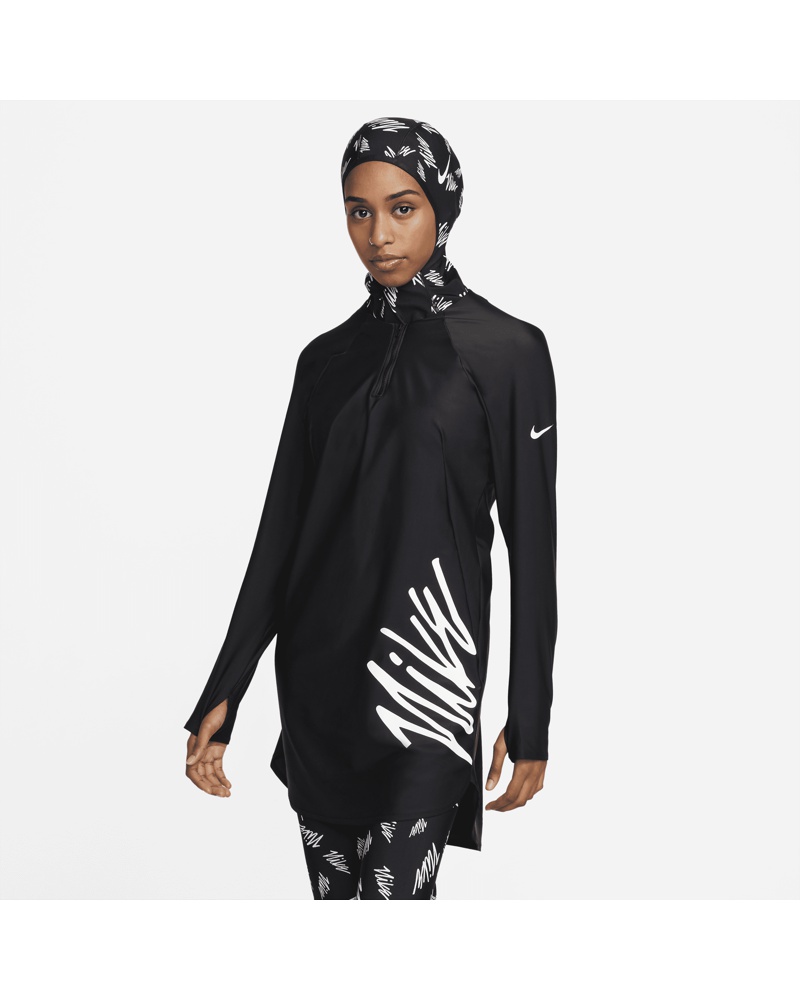Nike Damen Nike Victory Logo Schwimm-Tunika mit durchgehendem Schutz für Damen Schwarz