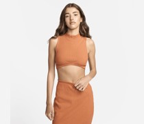 Nike Sportswear Chill Knit Damen-Tanktop mit Stehkragen und kurzer, enger Passform - Orange