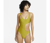 Nike Swim einteiliger Badeanzug mit Ausschnitt für Damen - Grün