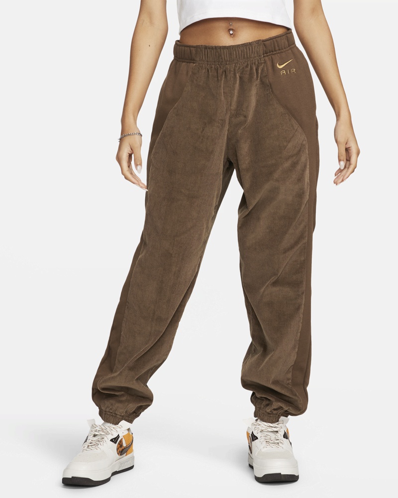 Nike Damen Nike Air Cord-Fleece-Hose mit hohem Taillenbund für Damen Braun