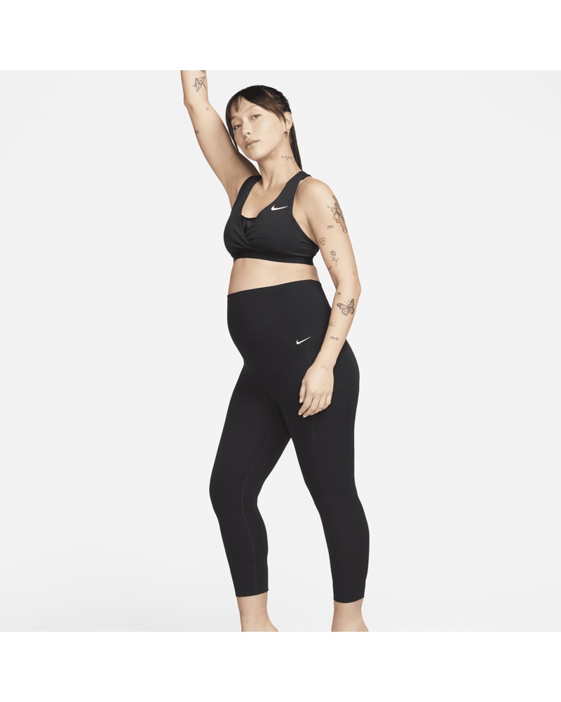 Nike Damen Nike Zenvy (M) 7/8-Leggings mit sanftem Halt hohem Taillenbund und Taschen für Damen (Umstandskleidung) Schwarz