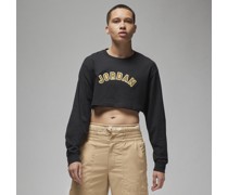 Jordan stark verkürztes Longsleeve mit Grafik für Damen - Schwarz