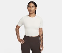 Nike Zenvy Rib Dri-FIT Crop Top mit kurzen Ärmeln für Damen - Braun