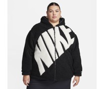 Nike Sportswear hochflorige Fleecejacke mit Logo für Damen (große Größen) - Schwarz