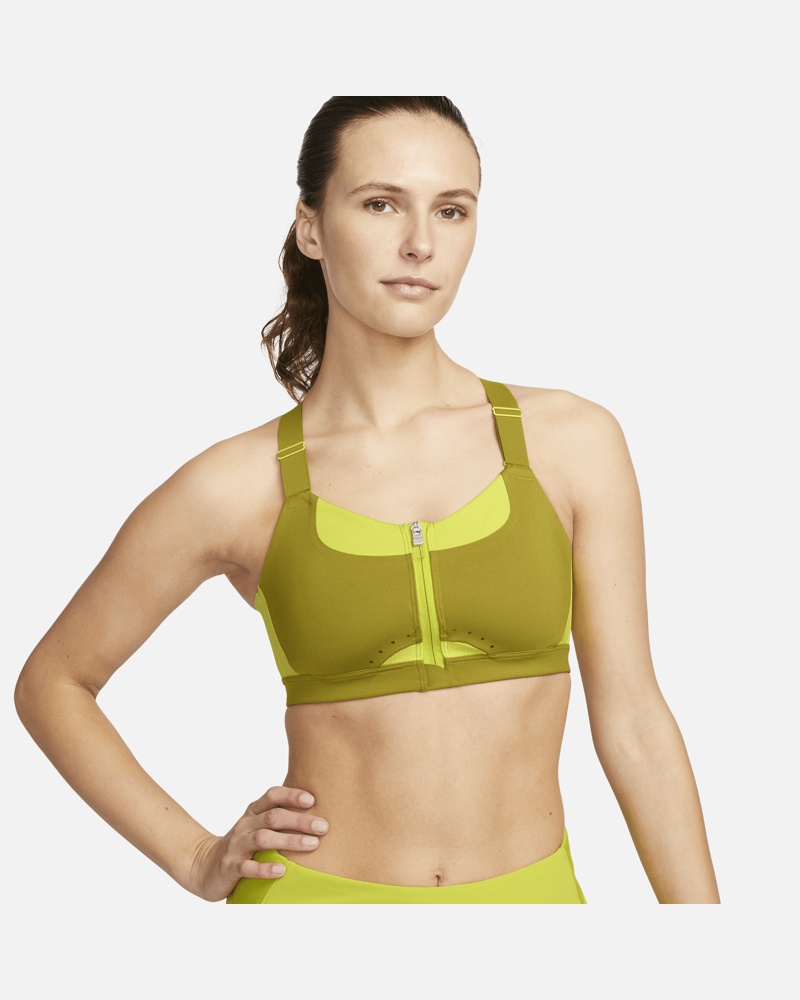 Nike Damen Nike Alpha gepolsterter Sport-BH mit Reißverschluss vorne und starkem Halt für Damen Grün Nike Damen Nike Alpha gepolsterter Sport-BH mit Reißverschluss vorne und starkem Halt für Damen Grün