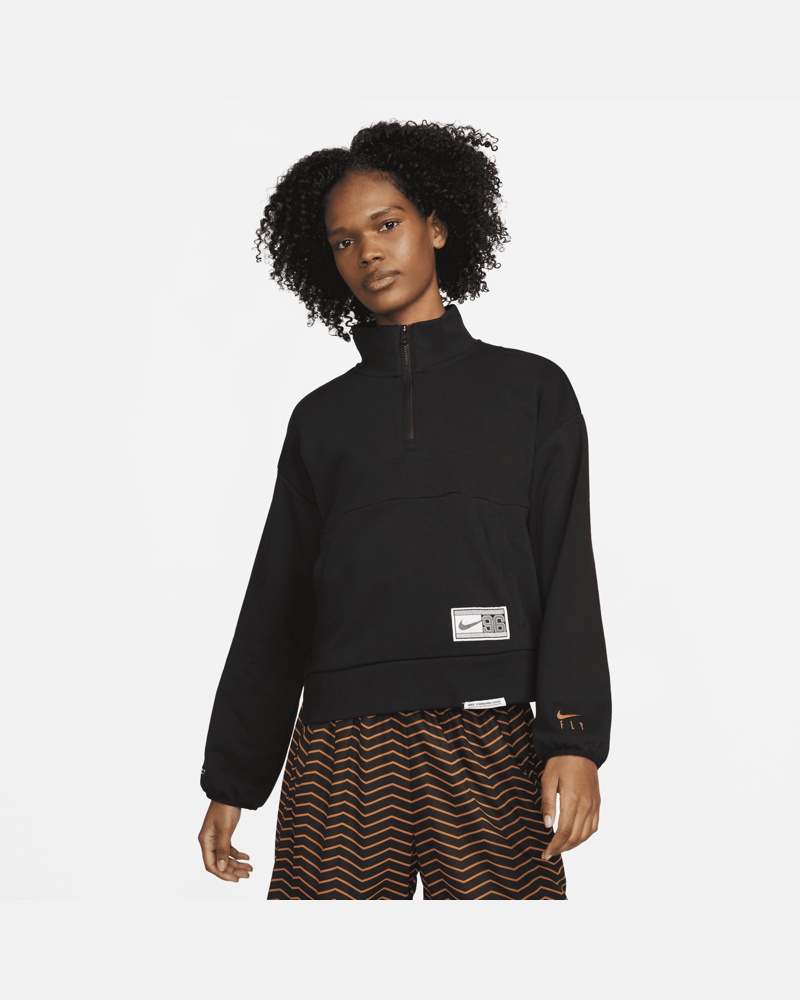 Nike Damen Nike Dri-FIT Swoosh Fly Basketball-Sweatshirt mit Halbreißverschluss für Damen Schwarz