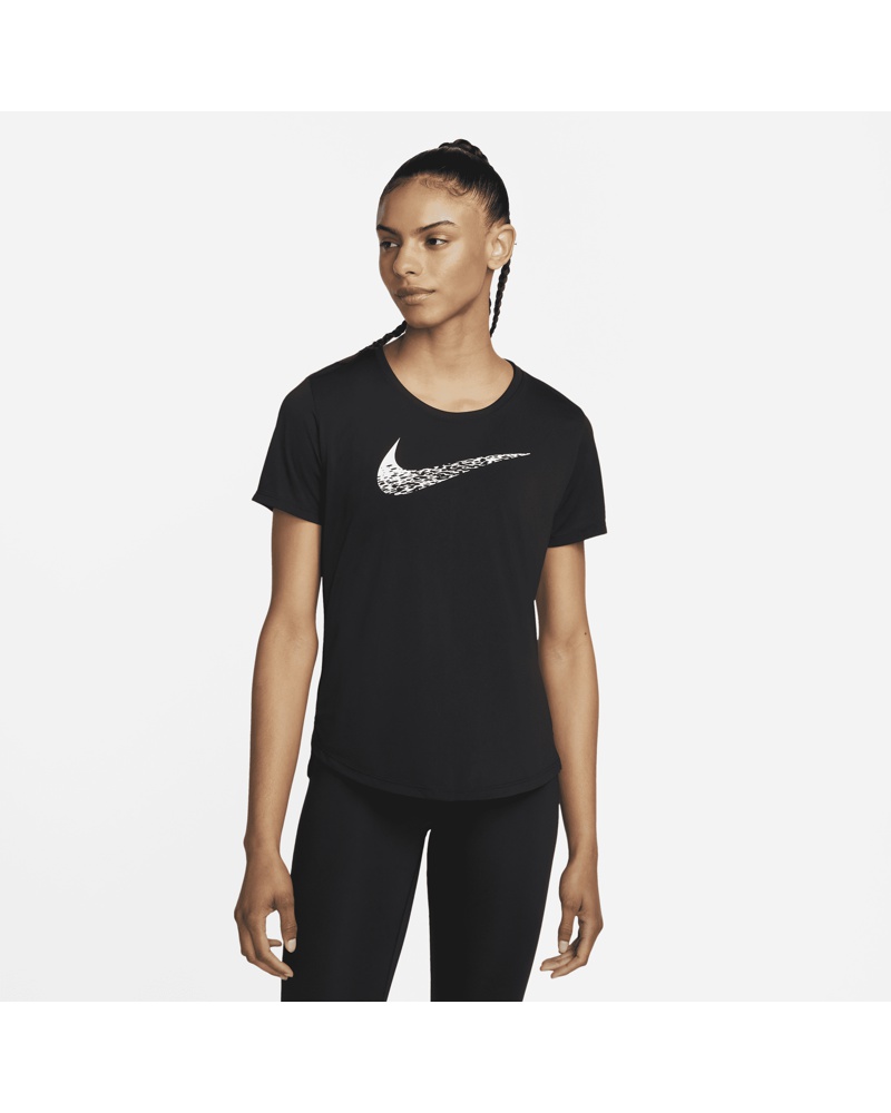 Nike Damen Nike Swoosh Run Kurzarm-Laufoberteil für Damen Schwarz
