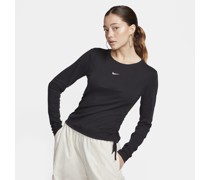 Nike Sportswear Essential Mod-Crop-Longsleeve mit durchgehendem Reißverschluss für Damen - Schwarz