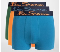 Boxershorts 3er Set grün/orange/blau