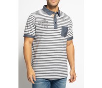Kurzarm Poloshirt hellgrau meliert/blau