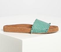 Pantoletten grün/braun