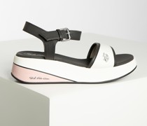 Plateausandalen weiß/schwarz/rosa