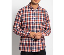 Hemd Custom Fit orange/blau kariert