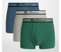 Boxershorts 3er Set grün/blau/grau meliert