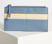 Lederclutch hellblau/gelb