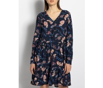Kleid navy/braun/weiß