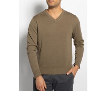 Pullover mit Leinenanteil oliv