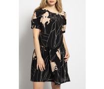 Kleid aus einer Viskosemischung schwarz/nude