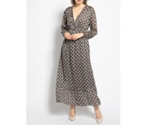 Kleid schwarz/beige/rot