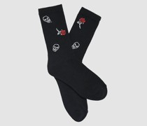 Rose Skull Crew Socks
