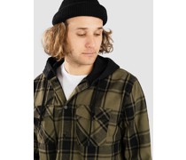 Ruckus Hooded Flannel Shirt black plaid