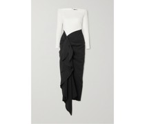 Lotus Schulterfreies, Zweifarbiges Midikleid aus Cady und Crêpe