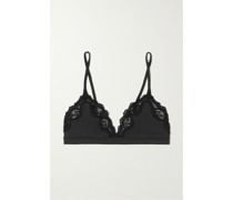 Fits Everybody Lace-trimmed Stretch Triangle Bralette – Onyx – Triangel-bh aus Stretch-material