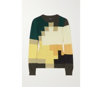 Gerippter Pullover aus einer Mischung aus Wolle, Seide und Baumwolle in Colour-block-optik