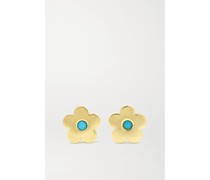 Mini Daisy Ohrringe aus 18 Karat  mit Türkisen