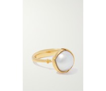 Lotus Small Ring aus 18 Karat  mit Perle