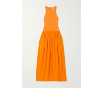 + Net Sustain Maxikleid aus Stretch-strick und Baumwollpopeline