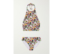 Neckholder-bikini mit Blumenprint