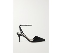 Pumps aus Satin mit Kristallen