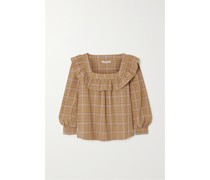 Bluse aus Karierter Baumwollpopeline