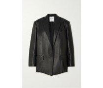 Blazer aus Leder mit Ziernähten