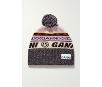 Beanie aus Jacquard-strick aus einer Wollmischung