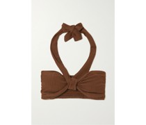 Glenda Neckholder-bustier aus einer Leinenmischung in Knitteroptik
