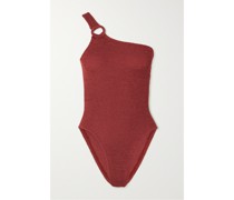 + Rose Inc Yasmeen Asymmetrischer Badeanzug aus Seersucker